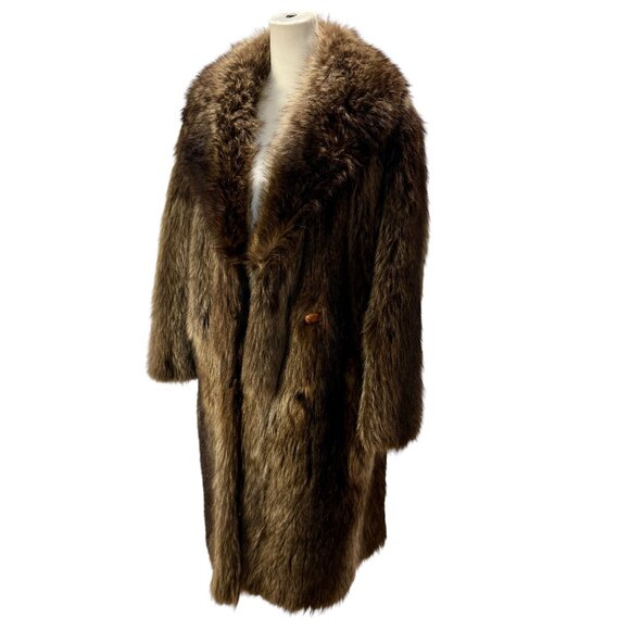 Vintage Genuine Real Fur Coat – Brown Full-Length - Picture 1 of 7